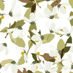 Botanical hipster, rustic seamless print for wedding cards. Nature floral background greenery pattern in hand drawn watercolor style. Vector foliage with jungle tropical leaf and summer flowers.