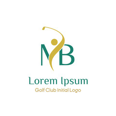 initial MB golf with golfer icon vector logo design illustration. letter MB symbol icon