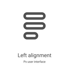 left alignment icon vector from px user interface collection. Thin line left alignment outline icon vector illustration. Linear symbol for use on web and mobile apps, logo, print media - obrazy, fototapety, plakaty