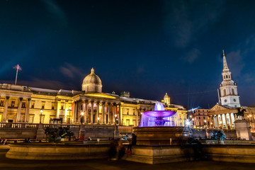 Fototapeta na wymiar Trafalgar Square at Night, London. UK