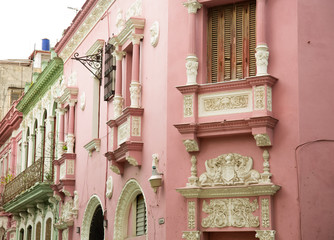 Pink building in Havana in Cuba