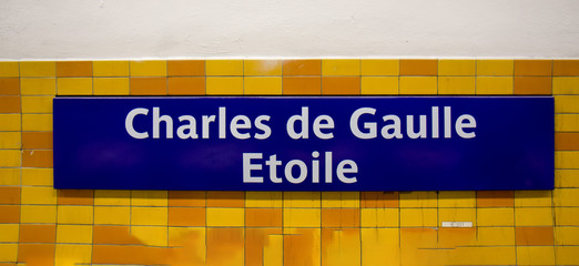 Metro sign in Paris subway