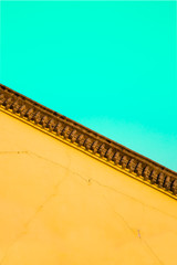 Chinese traditional style yellow wall in blue sky background