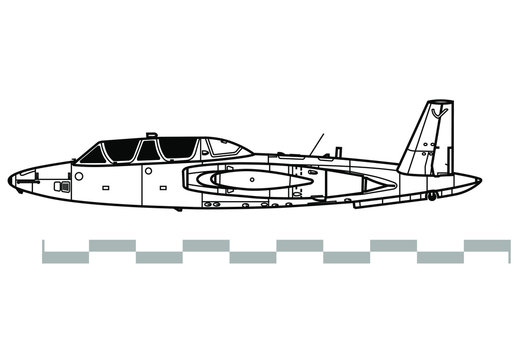 Fouga CM.170 Magister. Outline vector drawing