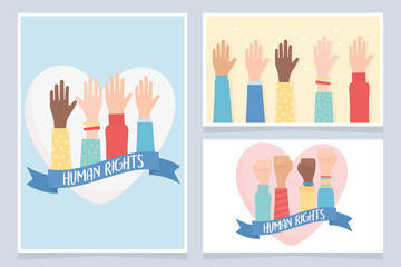 human rights, together community hands cards