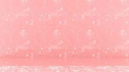 sci fi pink wall mockup 3d render.