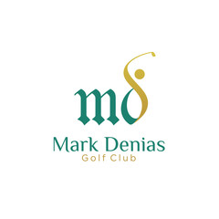 Fototapeta premium initial MD golf with golfer icon vector logo design, letter MD concept
