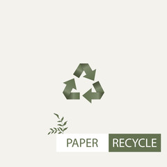 Eco, bio and nature protection graphic elements with plant. Concept of global garbage reuse, reduce, paper recycle vector banner. Green circular isolated arrows or icon image.