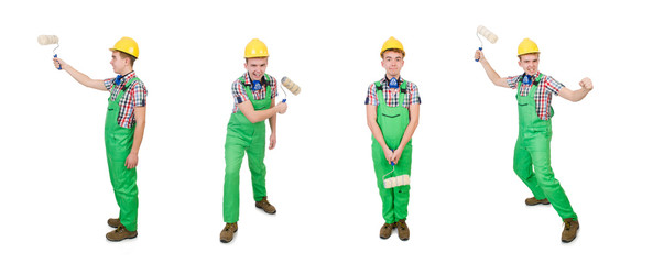 Fototapeta premium Funny painter isolated on white