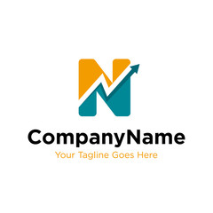 letter N trade marketing logo design vector. initial N and chart diagram graphic concept. company, corporate, business, finance symbol icon