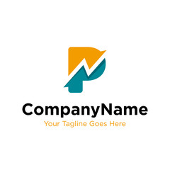 letter P trade marketing logo design vector. initial P and chart diagram graphic concept. company, corporate, business, finance symbol icon