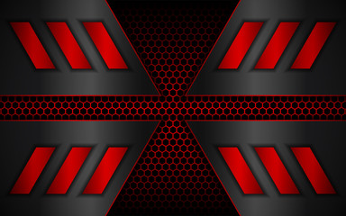 Abstract metallic red and black frame design innovation technology concept layout background. Vector template for use element cover, banner, wallpaper, presentation, flyer
