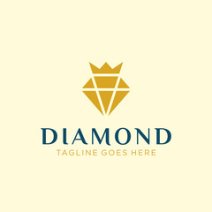 simple geometric elegant diamond crystal gem and crown logo design vector. universal premium brand template. beauty industry, jewelry, boutique, hotel, fashion brand icon