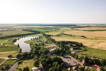 Naklejka premium Beautiful small green village from above