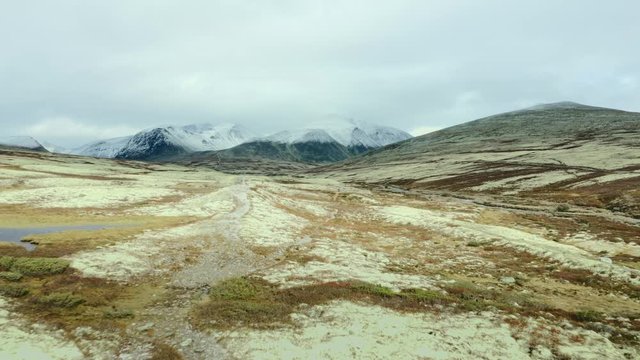 Mountains landscape in Norway aerial view above tundra travel scandinavian nature visiting beautiful destinations