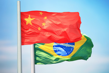 Flags of China and Brazil