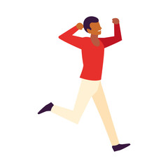 young man in pose of dancing on white background