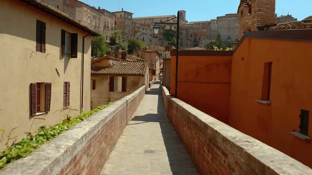 The Via Appia in Perugia, Umbria, Italy, originally a 13th century aqueduct. The city built a reputation for its universities