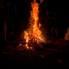 Bonfire and camping at night 