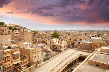 Jaisalmer city and Fort at sunset
