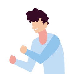 young man faceless on white background