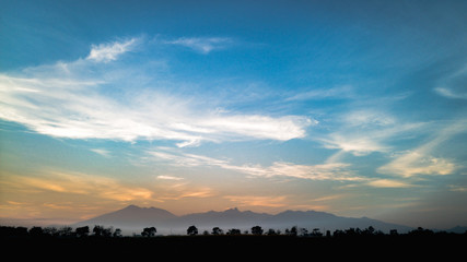wonderful view sky and silhouette mountains