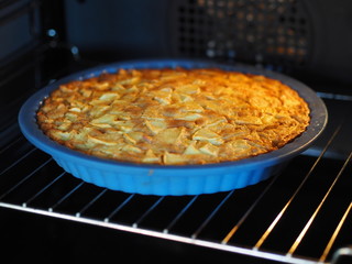 classic blue apple pie for baking in the oven