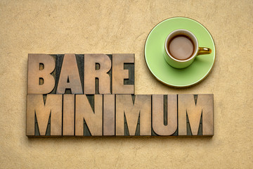 bare minimum - word abstract in wood type - obrazy, fototapety, plakaty