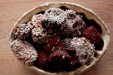 sweet life. holiday celebration. candy shop. sprinkles and topping. cook at home. chocolate workshop. homemade chocolate. Homemade candy in chocolate basket. chocolate art figure