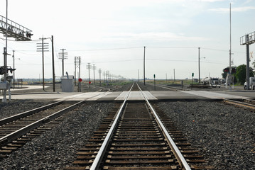 Fototapeta na wymiar Railroad tracks running through Shoshone, Idaho.