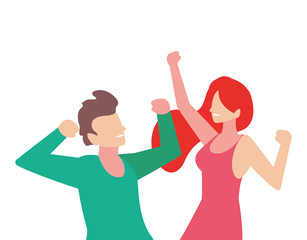 couple of people faceless with different poses on white background