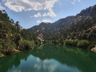 Naklejka na ściany i meble Aguas Negras Reservoir in the Natural Park of Sierra de Cazorla, Segura and Las Villas. In Jaén, Andalusia. Spain