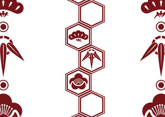 松竹梅をモチーフにした和柄背景素材