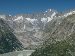 Alpine landscape with glacier and peaks, Switzerland