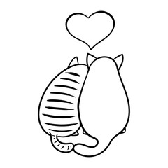 Two cats hugging and forming the shape of a heart. Vector file.. Vector illustration for valentine day