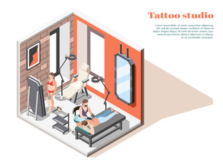 Tattoo Studio Isometric Composition