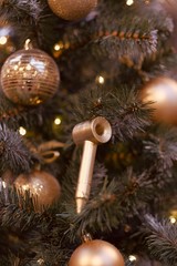 christmas tree decoration on red background
