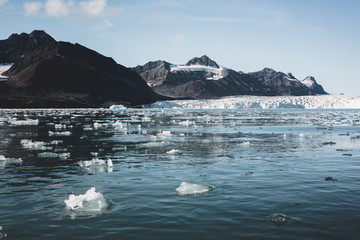 Iced water near glacier in Svalbard, Norway
