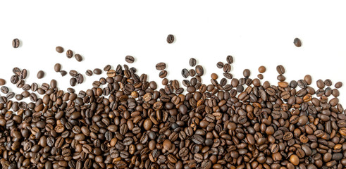 A lot of coffee beans with white background. 