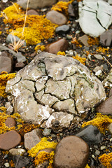 Frozen broken rocks on Iceland.