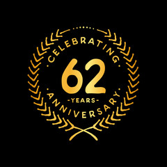 62 years design template. 62nd vector and illustration.