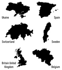  silhouettes of Europe countries vector illustration