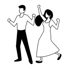 couple of people dancing on white background