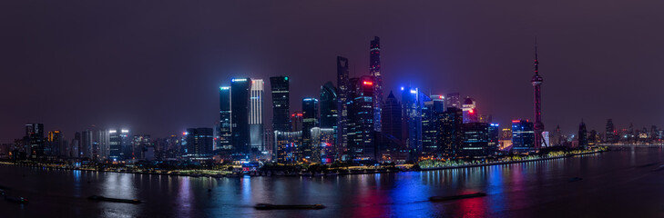 Fototapeta na wymiar Shanghai Pudong City Panorama at Night