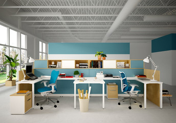 3d render modern working office