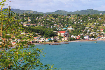 View of the town of Dennery, St. Lucia, West Indies