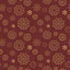 Christmas Festive Background With Gold Glitter Snowflakes