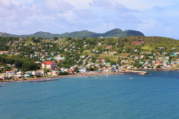 Fototapeta na wymiar View of the town of Dennery, St. Lucia, West Indies