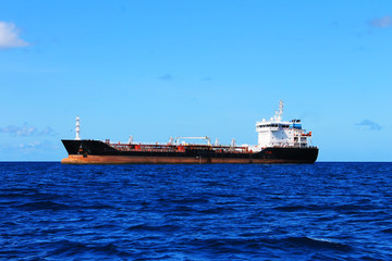 Oil tanker on the Caribbean sea, Off the coast of St. Lucia, West Indies.