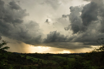 Landscape with rising thunderstorm.